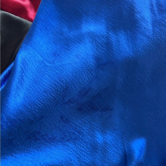 Blue Satin Maxi Dress with Cowl Neckline & Spaghetti Straps - Picture 11 of 13